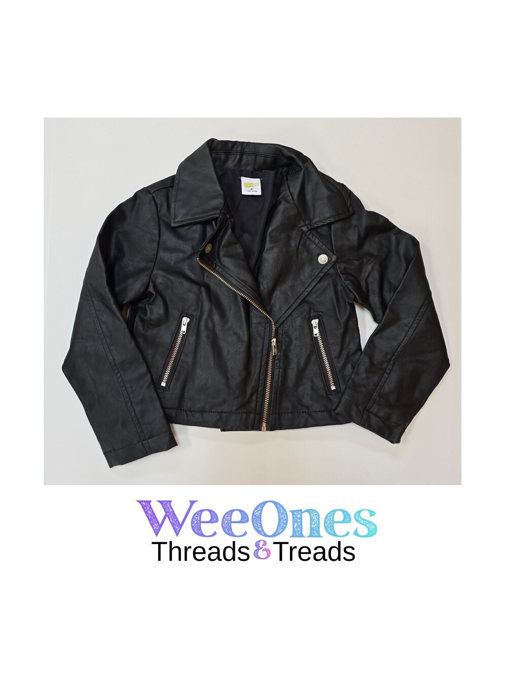 Crazy 8 Girls 4T Black Faux Leather Moto Jacket